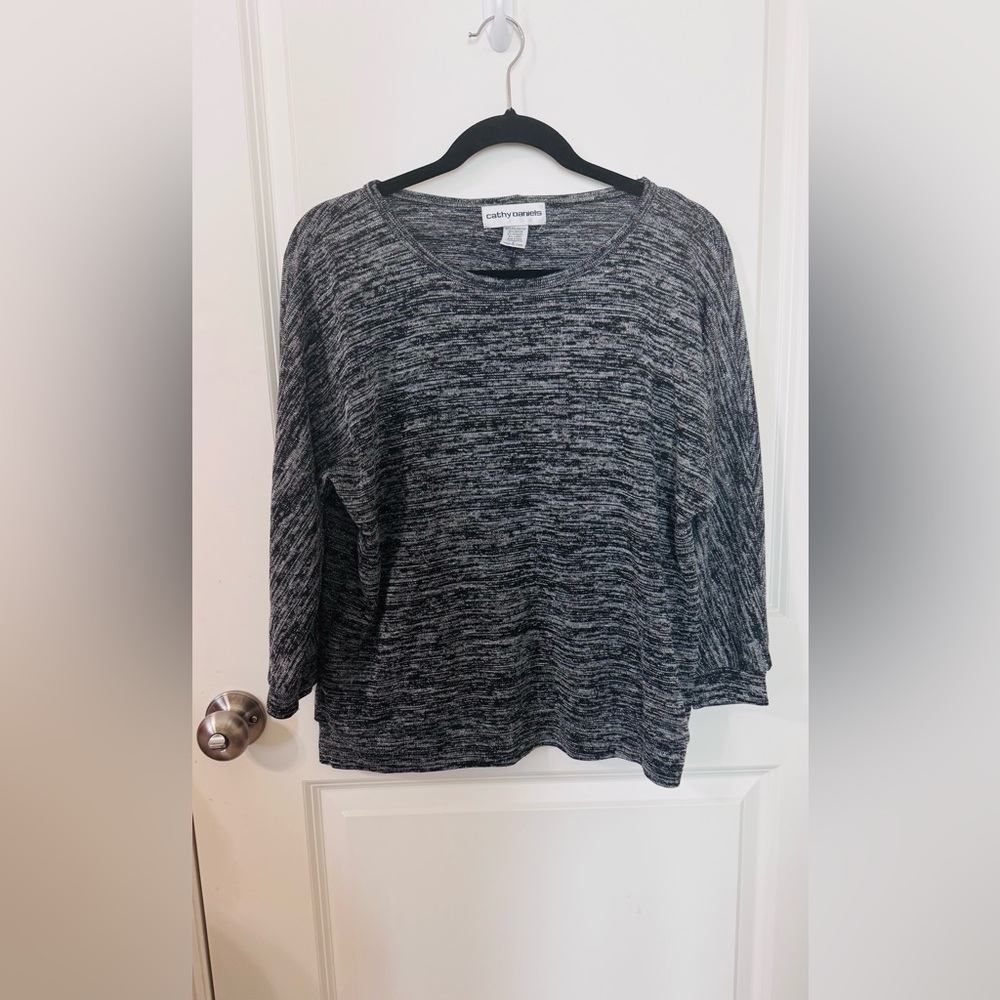 Cathy Daniels Charcoal and Black Long Sleeve Top